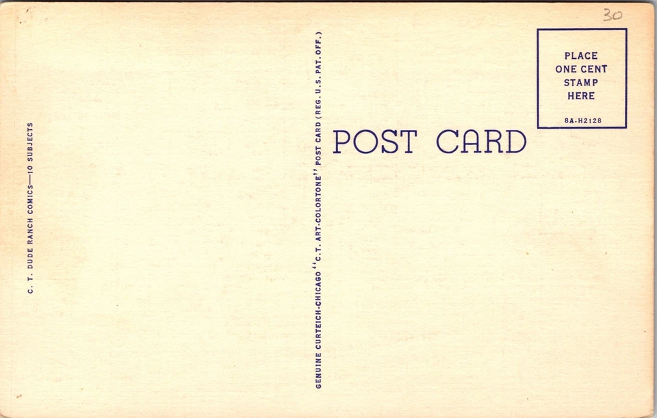 Pinup Vaquera Escena de Rodeo Curt Teich Dude Ranch Cómics Lino Postal Años 40 Foto 2 de 2