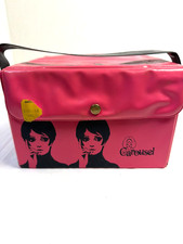 Vintage Carousel Twiggy Hot Pink Vinyl Wig Case Mod 1960s Beauty Storage Box