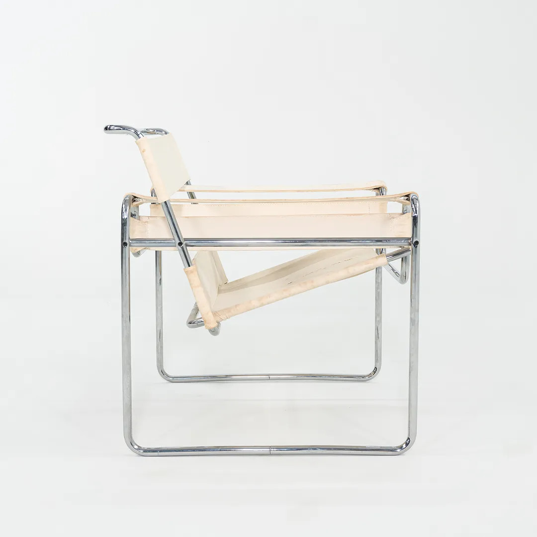 C. 1968 Wassily B3 Lounge Chair by Marcel Breuer for Knoll/Gavina in Off-White