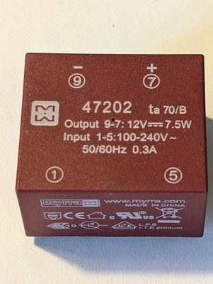 1x Myrra 47202 AC/DC Wandler 12V DC 7,5W PCB Netzteilmodul Print