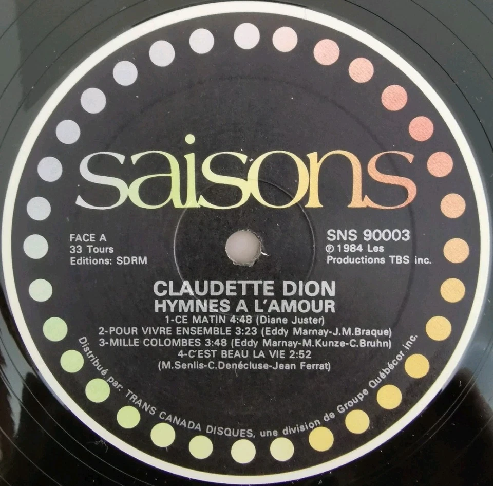 Vinyl LP Claudette Dion - Hymnes A L'Amour VG SNS 90003 Canada Pop - Image 3 of 4