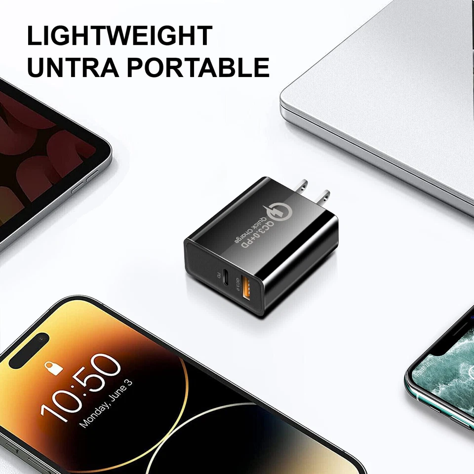 For iPhone 16 15 13 12 20W Fast Charger Block USB+Type C Wall Power Adapter Lot - Image 4 of 4