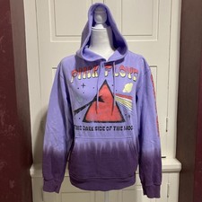 Pink Floyd Women  s Size S Purple Retro Tie Dye Hoodie Dark Side Of The Moon