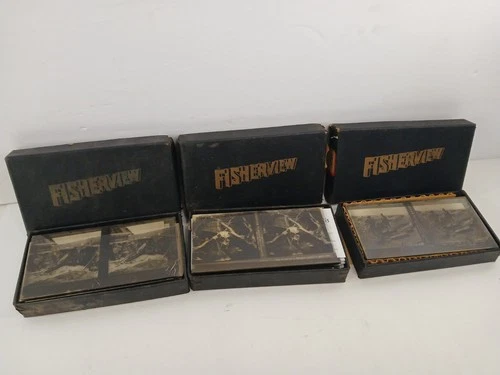 WW1 Fisherview 12 Glass Stereoview  Slides Antique Military Combat Photos A,C,F