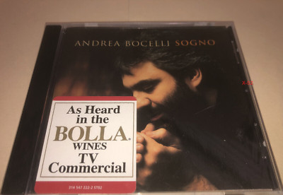 Andrea Bocelli CD Sogno with Bolla Wines hype sticker Celine Dion Dulce Pontes