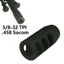 Black Carbon Steel C1045 Low Concussion .458 SOCOM 5/8x32 TPI Competition Muzzle