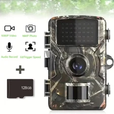 Wildlife Hunting Trail Camera Full HD 2.5K Night Vision Motion Cam+128GB Card