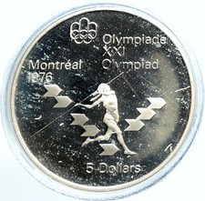 1975 CANADA Elizabeth II Olympics Javelin Athlete PROOF Silver $5 Coin i103510