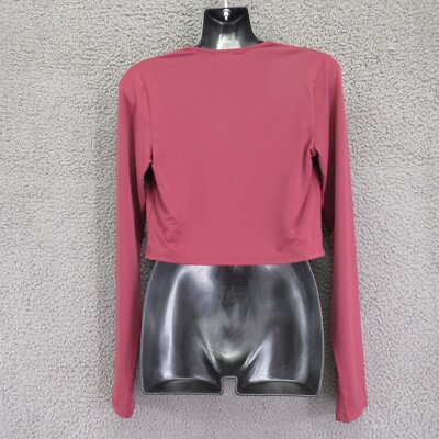 【1of1】German Designer Cropped Long Open Edit Women's Long Sleeve Crop Top Small Burgundy Polyamide