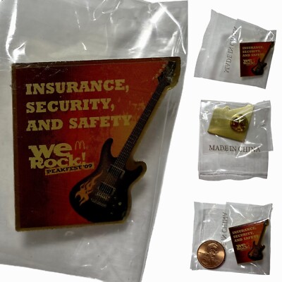 McDonalds INSURANCE SECURITY & SAFETY WE ROCK! PEAKFEST '09 Enamel Lapel Pin NIP