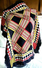 VINTAGE 50's 60's Scarf Plaid Fringe Edge Tag less Academia Preppy Career Mod