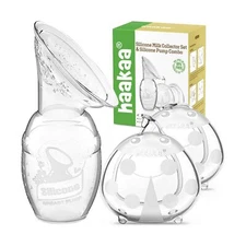 haakaa Manual Breast Pump for Breastfeeding 4oz/100ml and Ladybug Milk Collec...