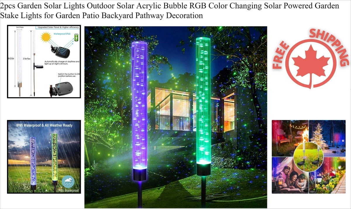 2pcs garden solar lights outdoor solar cheap acrylic bubble rgb color changing solar