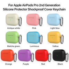 For AirPods Pro 2nd Generation Silicone Case Protector Shockproof Cover KeyChain