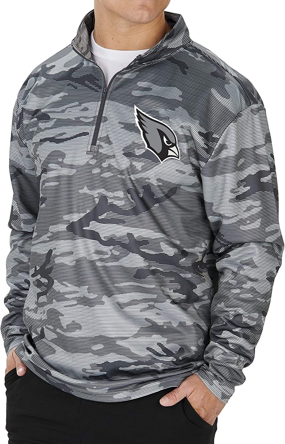 Мужской пуловер Zubaz Arizona Cardinals NFL на молнии 1/4 серого цвета с камуфляжными линиями в тон
