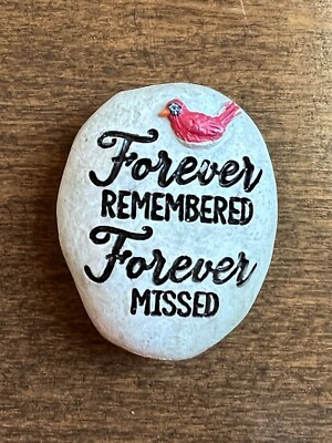 Ganz Resin CARDINAL Stone ''Forever Remembered Forever Missed'' 1 3/4 x 1 1/2''