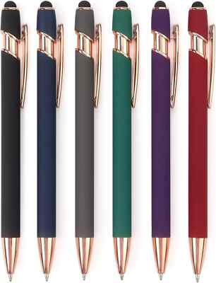 6 Pack Ballpoint Pen 2-in-1 Stylus Retractable Ballpoint Pen with Stylus tip