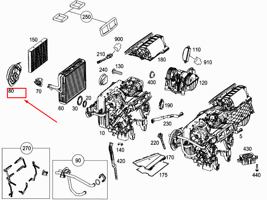 Cadre d'étanchéité d'évaporateur MERCEDES-BENZ S W222 A2228350298