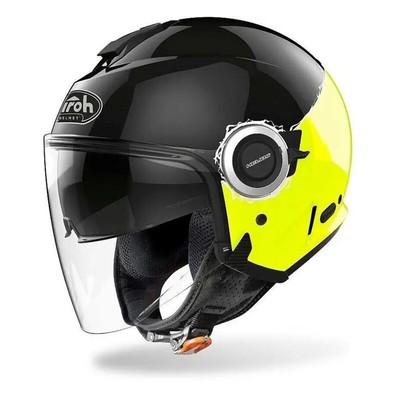 CASCO JET AIROH HELIOS L Giallo Fluo,nero Fluo