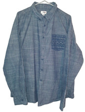 Route 66 Shirt Men's XXL Blue Button Up Long Sleeve 100 Cotton Casual