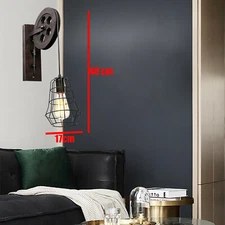 Retro Industrial Wall Light Rusty Wheel Pulley Sconce Wall Lamp Fixture Sale