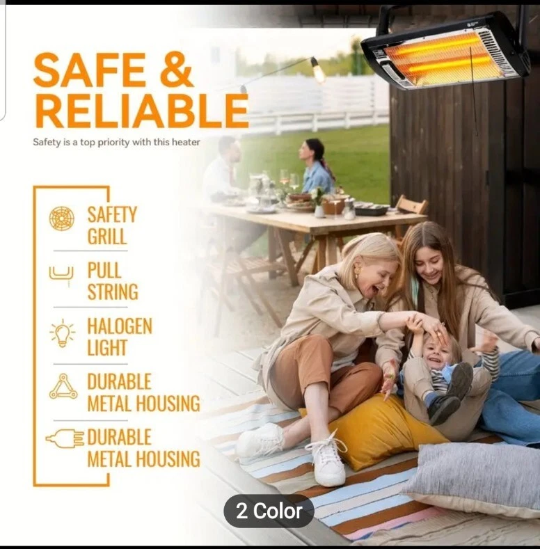 Calentador de techo Comfort Zone CZQTV5M 1500W, ajustable, radiante, garaje/tienda paquete de 2 Foto 2 de 4