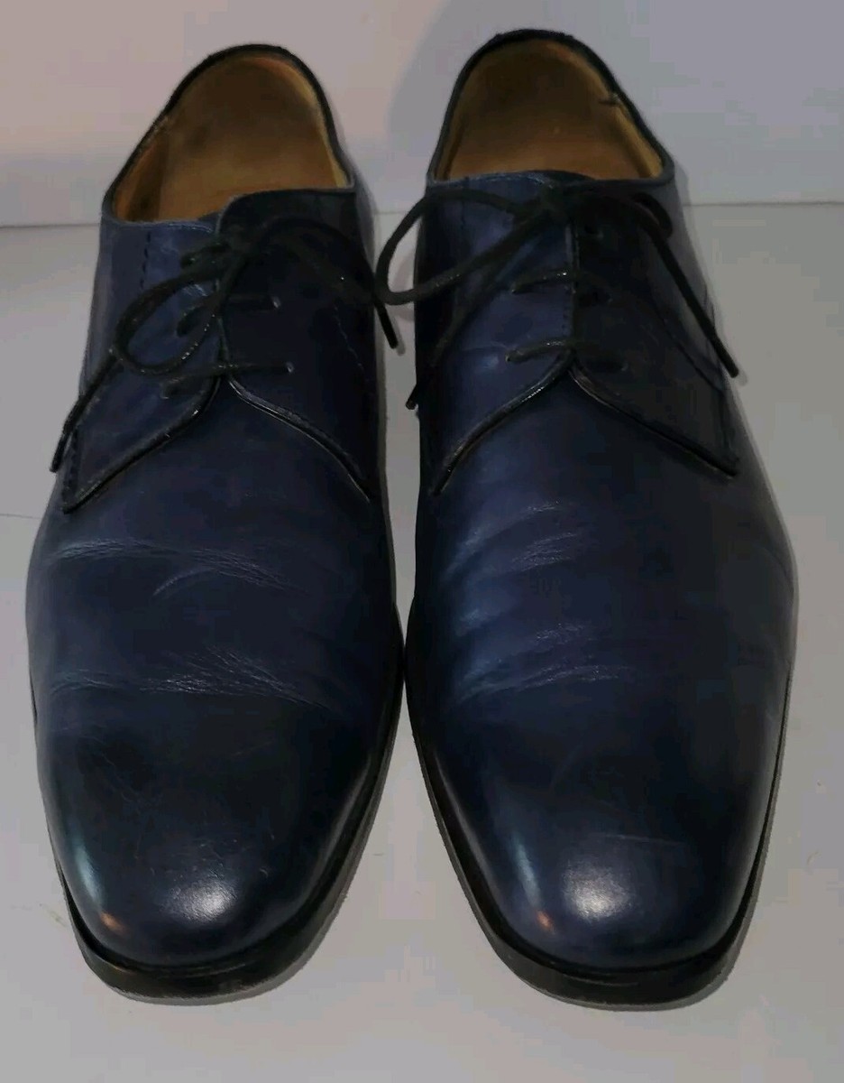 Saks Fifth Ave Navy Leather Men’ Shoes Saks Fifth Avenue Shoes Sz 12 Men Dark Blue Leather Sneaker  main image 3