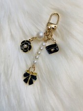 black camellia flower bag charm keychain fob phone Charm new handmade gift