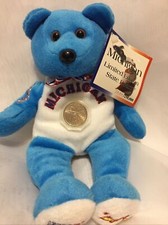 State of Michigan Bear Plush Limited Edition With State Quarter 9 Inches W/Tags