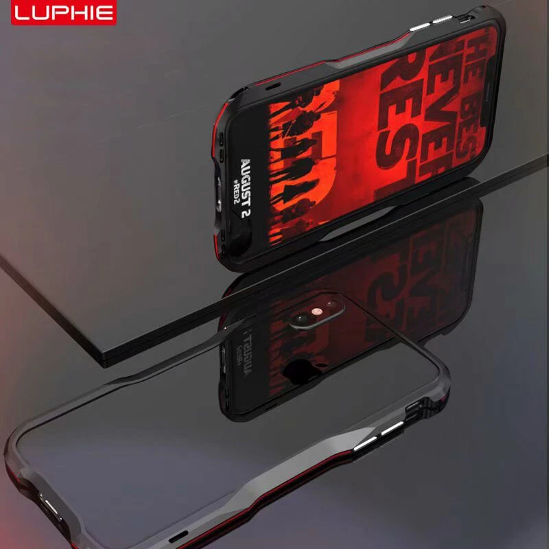 Funda protectora híbrida Luphie de aluminio y metal para iPhone 13 12 11 Pro Xs Max XR Foto 4 de 4