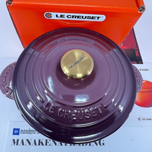 Le Creuset Cocotte Every 20 Rice Pot 20cm 2.8L Cast Iron Fig Gold knob Japan NEW - Picture 16 of 18