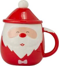 Taza de Papá Noel con tapa y cuchara de sombrero de Papá Noel