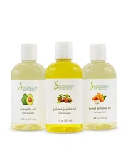 100% PURE natural GOLDEN JOJOBA OIL SWEET ALMOND OIL AVOCADO OIL 24 OZ(3 X 8 OZ)