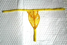 Crochet Sexy Exotic Lingerie Tear Drop,G-String Thong. Yellow Lace
