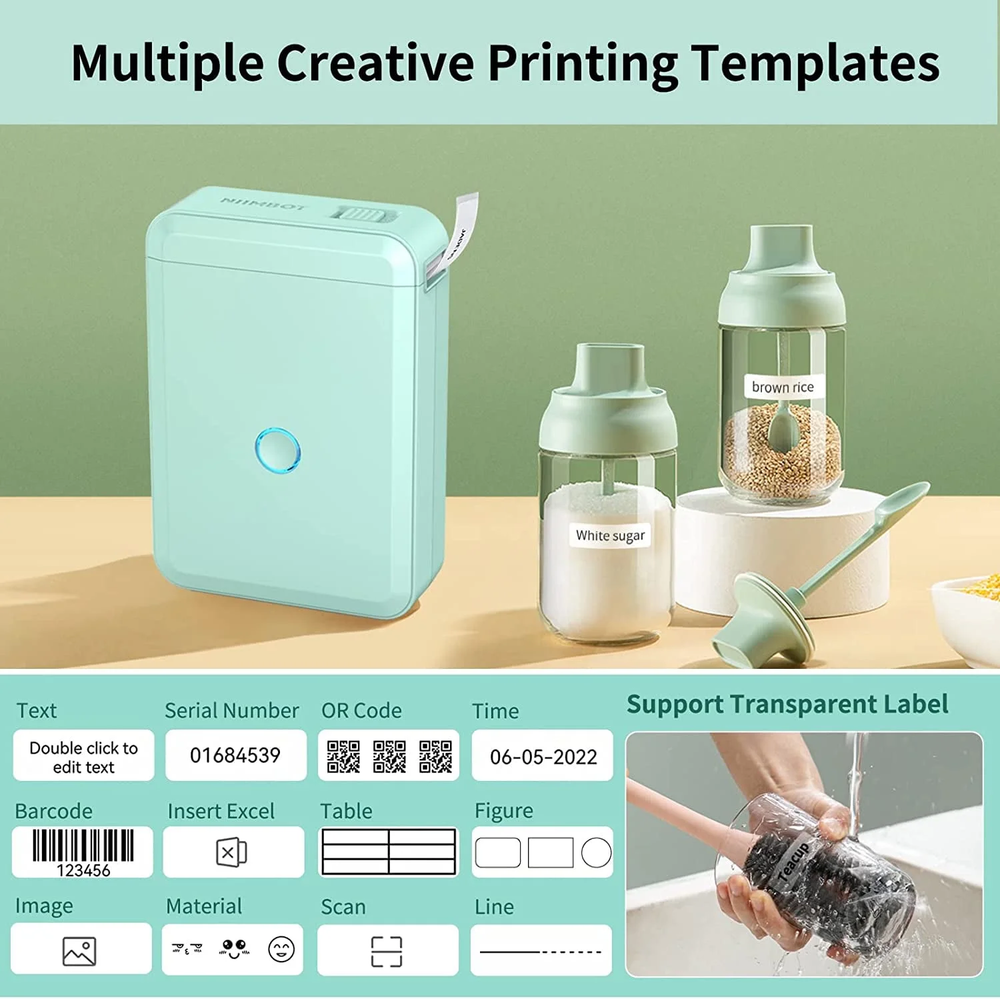 Portable Bluetooth Label Maker with 1 Green Tape for Office or Home Use Portable Bluetooth Label Maker with 1 Green Tape for Office or Home Use