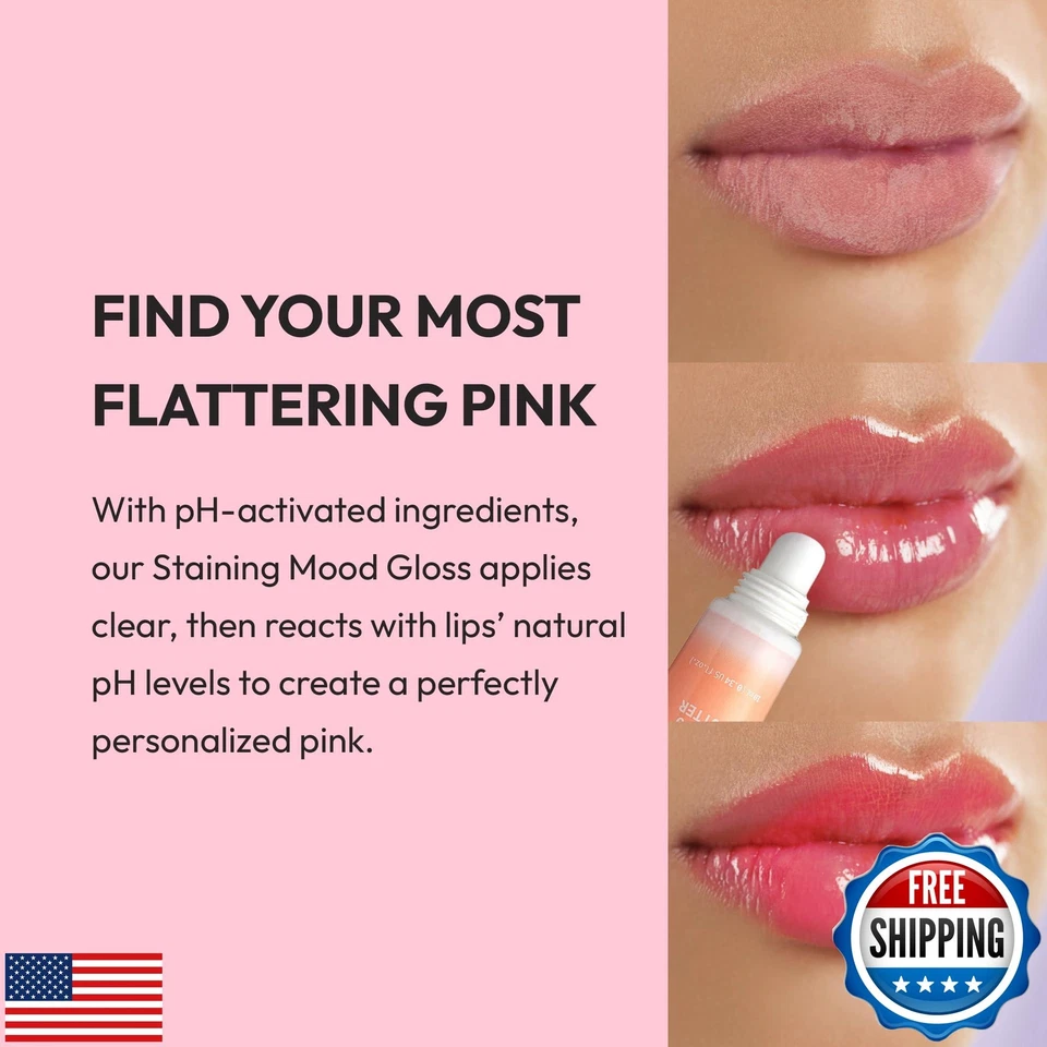Ruby Kisses pH Lip Gloss, Pink Tinted Lip Balm Stain, Mood Color Changing Lip - Image 2 of 4