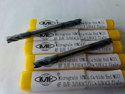 5pcs 3/16'' double end Solid Carbide End Mills Tialn Coated 4 flute 1006-TDE-316
