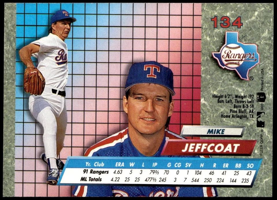1992 Fleer Ultra #134 Mike Jeffcoat - Image 2 of 2