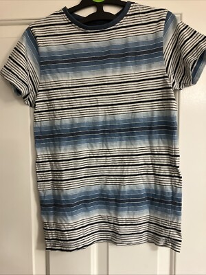 Jungen-T-Shirt Primark weiß hell & dunkelblau gestreift Oberteil Alter 10-11 Jahre 