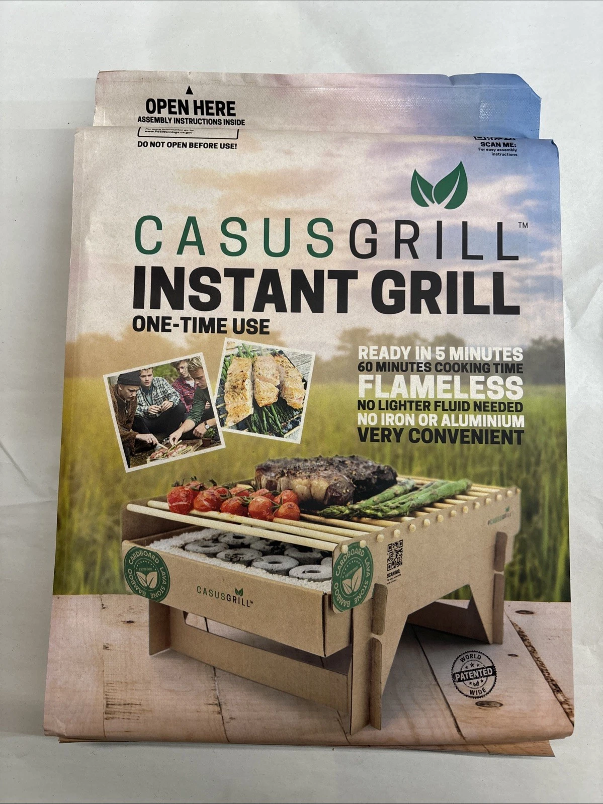 Lot of 2: CASUS GRILL Biodegradable & Eco-Friendly Instant Grill FACTORY SEALED