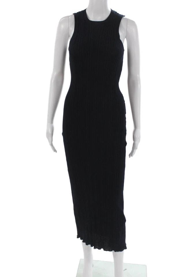 ELEVENTY Damen Maxikleid schwarz 100% Baumwolle ärmellos Rundhals Größe S - Bild 1 von 4