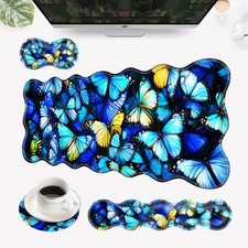 Desk Mat Mouse Pad Wrist Rest 4in1 Large Ergonomic Gaming Keyboard Butterfly