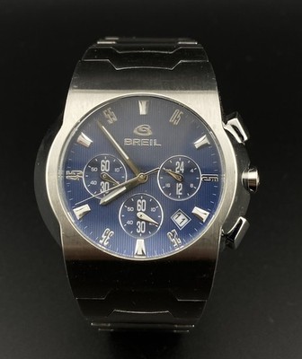Men s BREIL Blue Date Chronograph Dial Stainless Steel Preppy Statement Watch