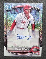 Adolfo Sanchez 2025 Bowman Chrome Mega Box Mojo Refractor Auto Prospect REDS