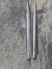 CROSS Made In USA Silver Ballpoint Pen and Pencil Writing Set Has Name Engraved.