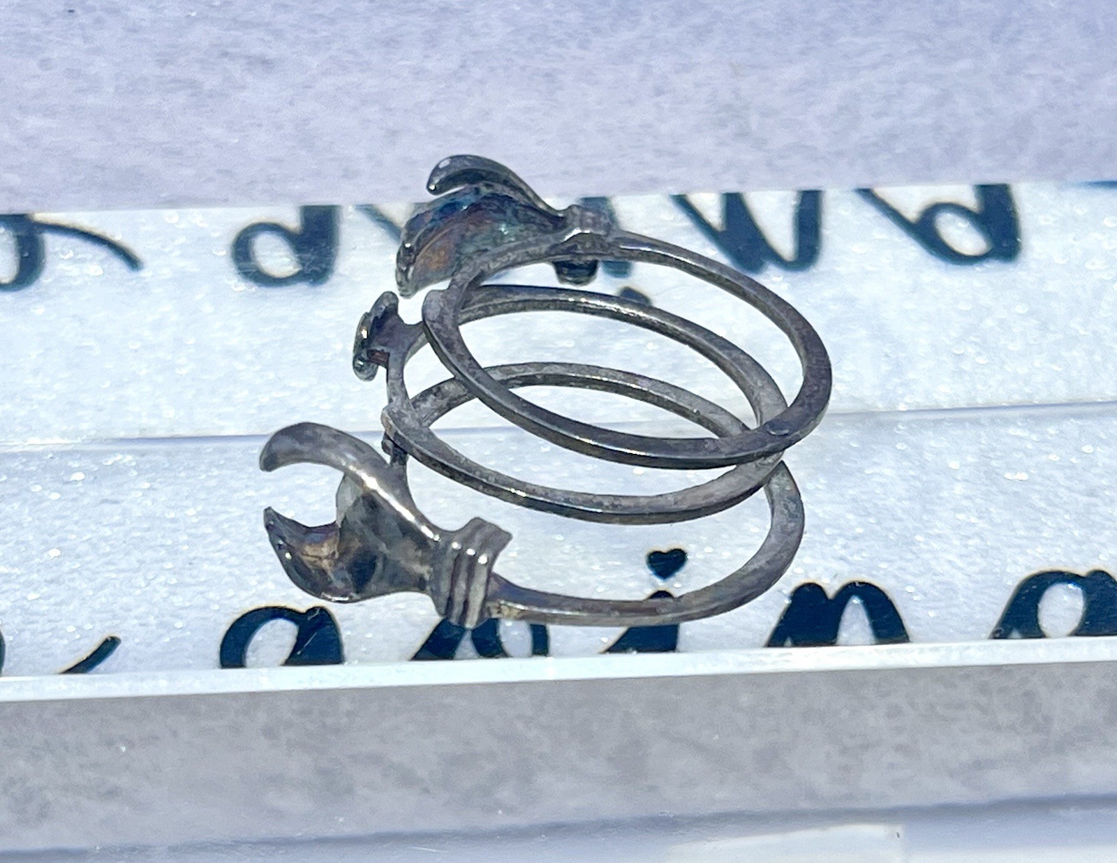 Antique Sterling Silver Handshake Stackable & Ope… - image 8