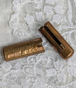 Kissproof Midget Miniature Lipstick Case Brass 1920/1930s