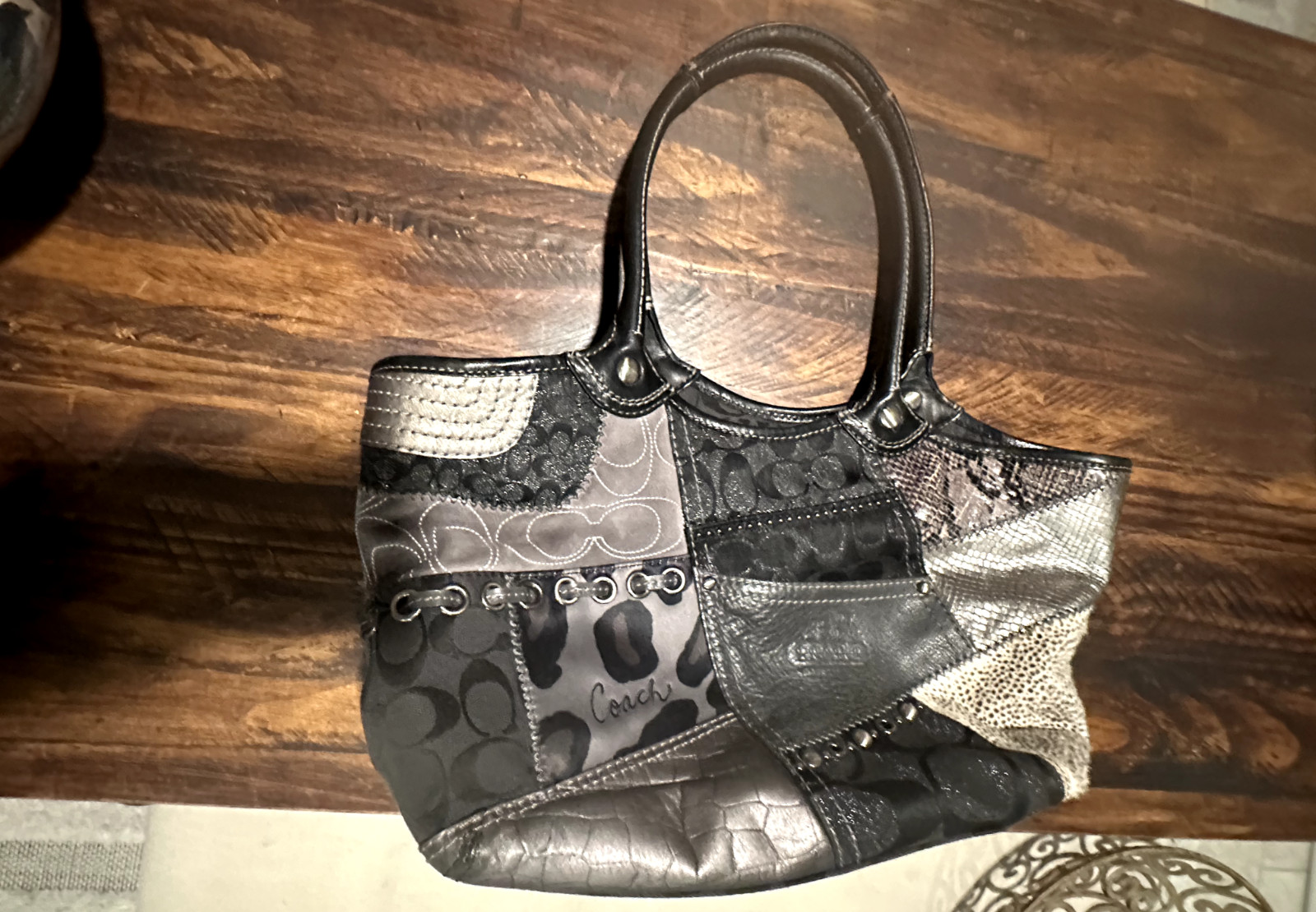 Coach Bleecker Black Patchwork Tote Good Conditio… - image 11