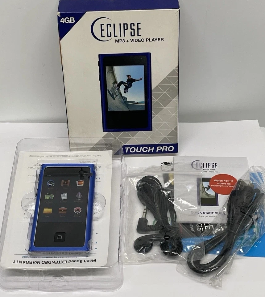 Eclipse Touch Pro MP3 + Video Media Player Radio 4GB Cobalt Touch Screen NEW! - Image 2 of 4