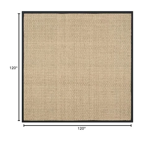  Area Rug 10' Square - Natural Fiber Collection - Large - Natural & Black,  - Image 3 of 4